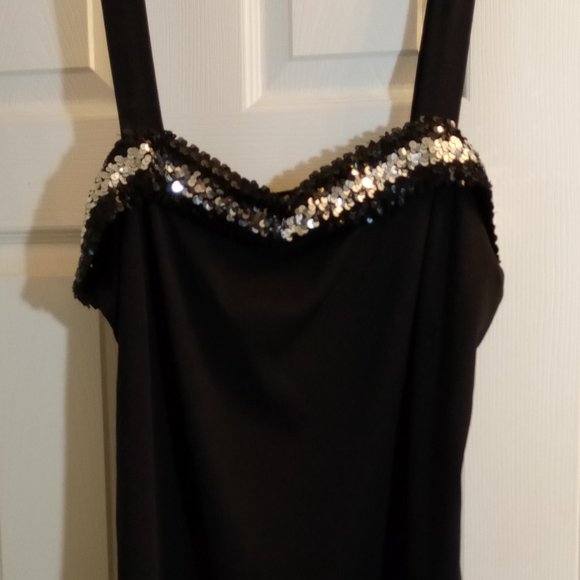 Black Sequin Top with Shear cover 2 piece Sz 1X - Picture 2 of 5